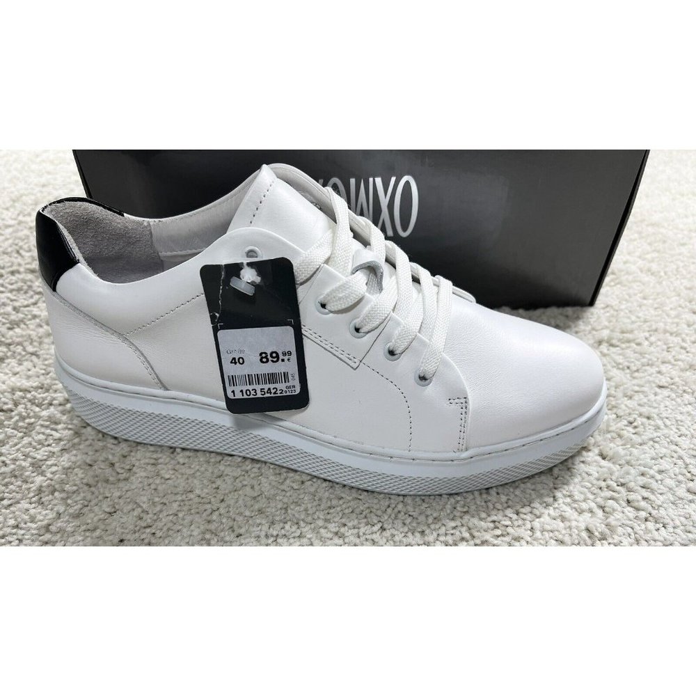 OXMOX New White Leather Low Top Fashion Trainers Sneaker Shoe Size 8.5 Euro 40